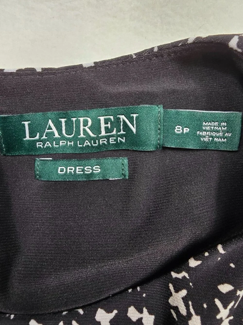 Lauren Ralph Lauren Black & White Sleeveless Fit & Flare Dress W/ Tie Waist 8P - Picture 2 of 4